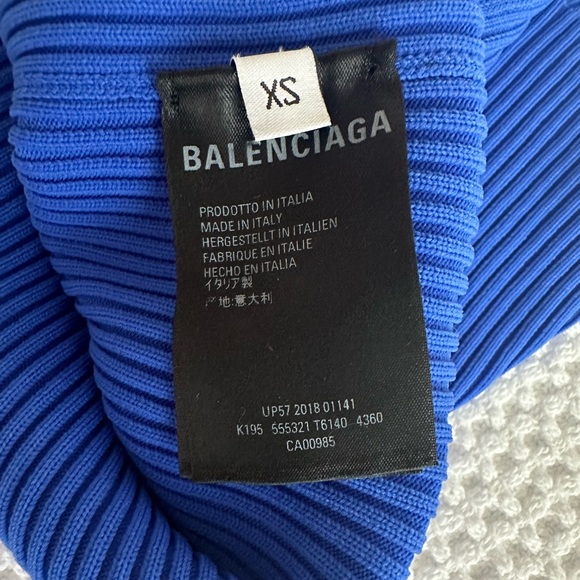 Balenciaga Blue Ribbed Monogram Logo Sweater - Picture 3 of 5